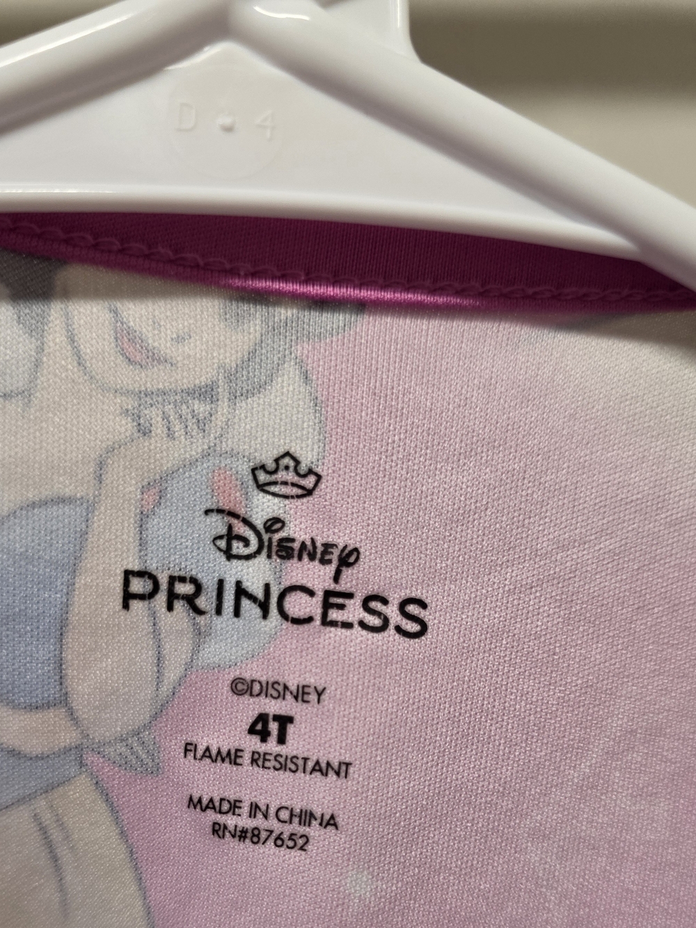 Girls' Pink Disney Princess Character Nightgown 4T - Picture 4 of 4